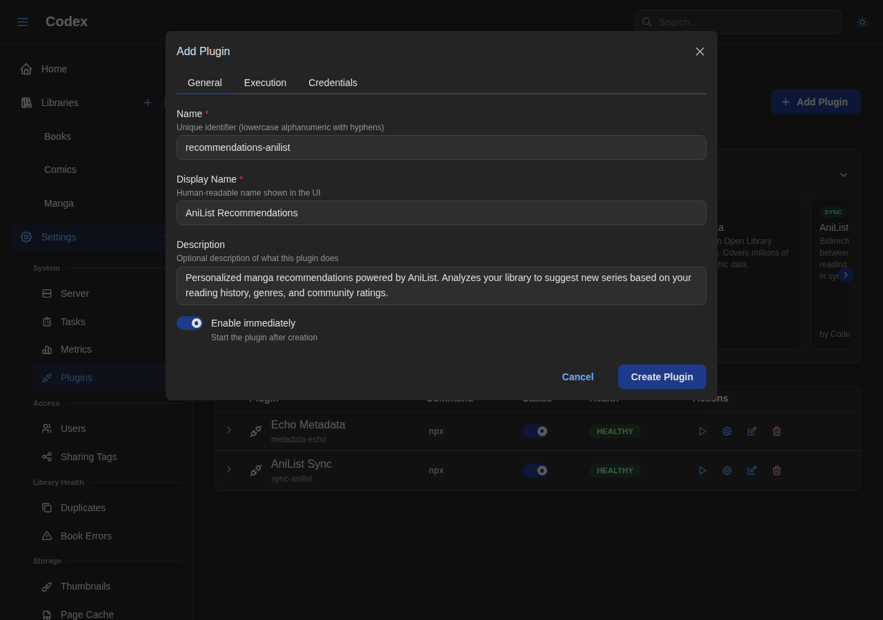 Add Recommendations Plugin - General